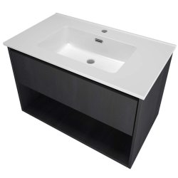 Sanibell Proline mbelst 81x46 sort eg, 1 skuffe/1 ben hylde