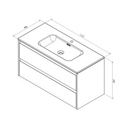 Sanibell Proline mbelst 120x46cm cabana eg 2 softclose skuffer