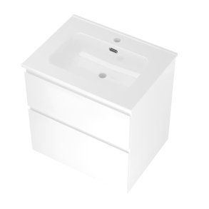 Sanibell Proline mbelst 60 x 46 cm med 2 skuffer. Hvid hjglans