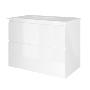 Sanibell Proline mbelst 80x46 cm. 2 skuffer. Hvid hjglans