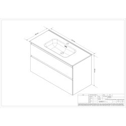 Sanibell Proline mbelst 100x46cm r eg 2 softclose skuffer