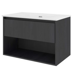 Sanibell Proline mbelst 81x46cm sort eg, 1 skuffe og 1 ben hylde