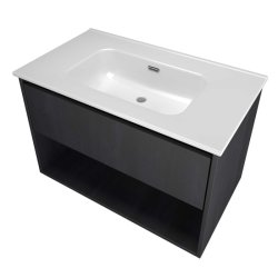 Sanibell Proline mbelst 81x46cm sort eg, 1 skuffe og 1 ben hylde