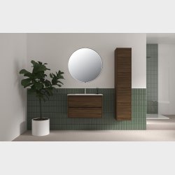 Sanibell Proline rundt spejl 60 med LED p matsort aluramme