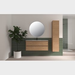 Sanibell Proline rundt spejl 80 med LED p matsort aluramme