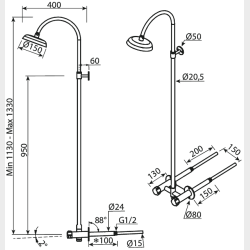 Damixa Outdoor udebruser, 150-300 mm, midnight black