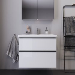 Duravit D-Neo st (skab+vask), hvid hjglans, 2-skuffer, 800 mm