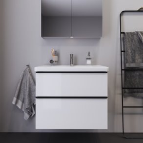 Duravit D-Neo st (skab+vask), hvid hjglans, 2-skuffer, 800 mm