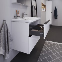 Duravit D-Neo st (skab+vask), hvid hjglans, 2-skuffer, 800 mm