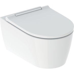 Geberit One v�gh�ngt toilet inkl. s�de med softclose og quick-release, hvid/blank krom 