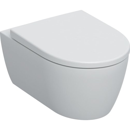 Geberit iCon v�gh�ngt toilet. Mat hvid med mat hvidt toilets�de. Rimfree