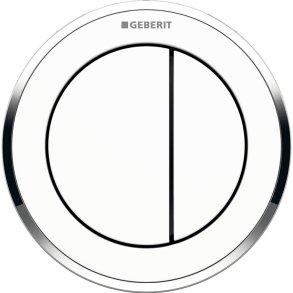 Geberit Omega10 Remote betjeningsplade. 2-skyl pneumatisk, krom/hvid