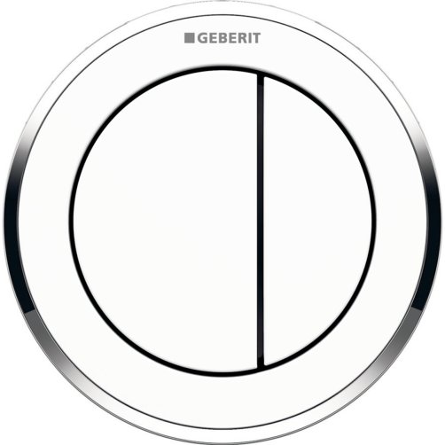 Geberit Omega10 Remote betjeningsplade. 2-skyl pneumatisk, krom/hvid