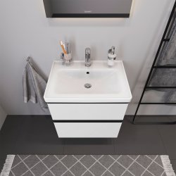 Duravit D-Neo st (skab+vask), hvid hjglans, 2-skuffer, 650 mm