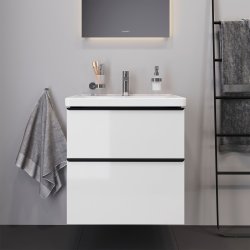 Duravit D-Neo st (skab+vask), hvid hjglans, 2-skuffer, 650 mm