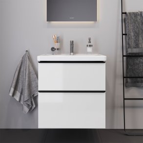 Duravit D-Neo st (skab+vask), hvid hjglans, 2-skuffer, 650 mm