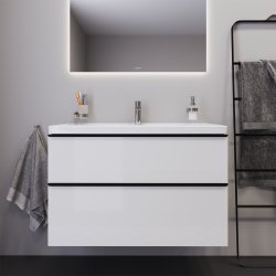 Duravit D-Neo (skab+vask), hvid hjglans, 2-skuffer, 1000 mm