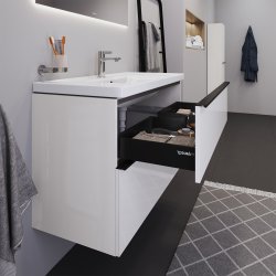 Duravit D-Neo (skab+vask), hvid hjglans, 2-skuffer, 1000 mm