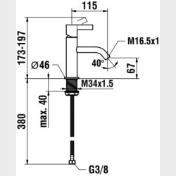  LAUFEN Kartell hndvaskarmatur 115mm 5,3l guld PVD