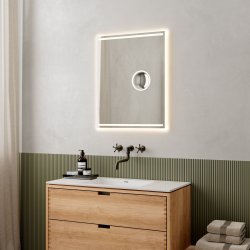 Loevschall Focus spejl 60x75 cm, integreret makeup spejl og lys