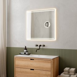 Loevschall Focus spejl 80x75 cm, integreret makeup spejl og lys