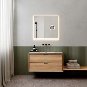 Loevschall Focus spejl 80x75 cm, integreret makeup spejl og lys