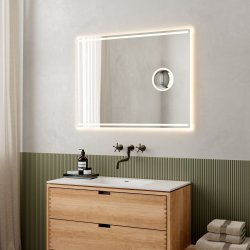Loevschall Focus spejl 100x75 cm, integreret makeup spejl og lys