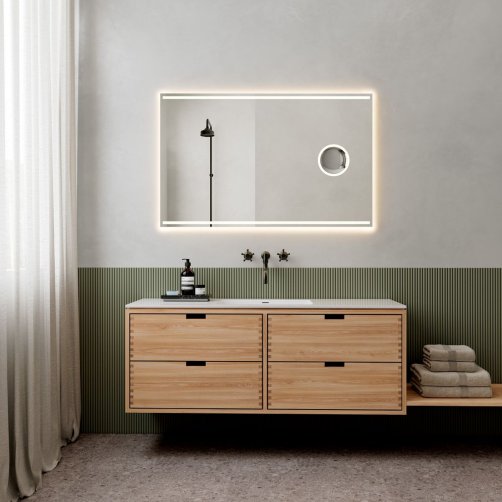Loevschall Focus spejl 120x75 cm, integreret makeup spejl og lys