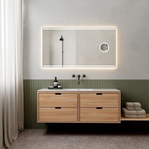 Loevschall Focus spejl 140x75 cm, integreret makeup spejl og lys