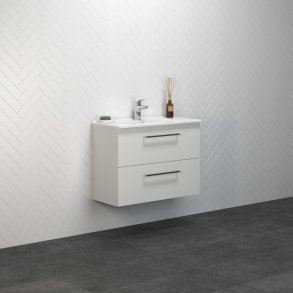 Dansani Mido 81 cm mbelpk. 2 skuffer, hvid hjglans m/ vask Amber Mini