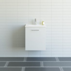 Dansani 51 cm st Mido 1 lge, hvid hjglans m/ Amber Mini vask (hjre)