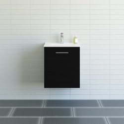 Dansani 51 cm st Mido med en lge (Venstre) Amber mini vask - Sort