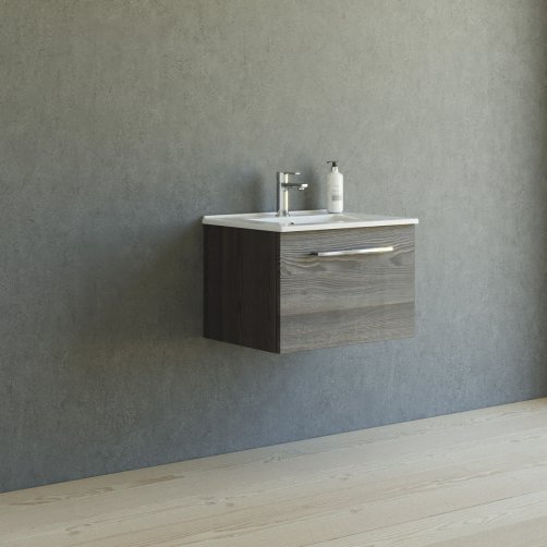 Dansani Mido+ mbelst 61 cm med 1 skuffe / Amber vask - Pine Grey