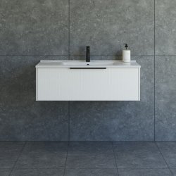 Dansani Mido+ Classic mbelst 101 cm, stribet hvid mat m/ Amber vask