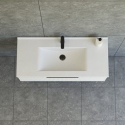 Dansani Mido+ Classic mbelst 101 cm, stribet hvid mat m/ Amber vask