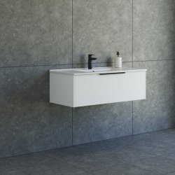 Dansani Mido+ Classic mbelst 101 cm, stribet hvid mat m/ Amber vask