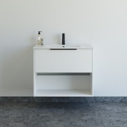 Dansani Mido+ Classic mbelst 81 cm, stribet hvid mat m/ Amber vask