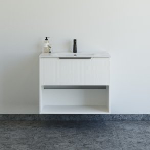 Dansani Mido+ Classic mbelst 81 cm, stribet hvid mat m/ Amber vask