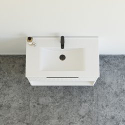 Dansani Mido+ Classic mbelst 81 cm, stribet hvid mat m/ Amber vask