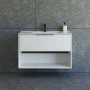 Dansani Mido+ Classic mbelst 101 cm, stribet hvid mat m/ Amber vask