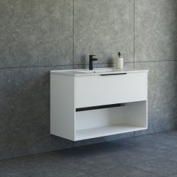 Dansani Mido+ Classic mbelst 101 cm, stribet hvid mat m/ Amber vask