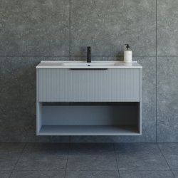 Dansani Mido+ Classic mbelst 101 cm, stribet lysebl ma m/ Amber vask