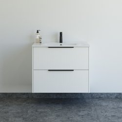 Dansani Mido+ Classic mbelst 81 cm, stribet hvid mat m/ Amber vask