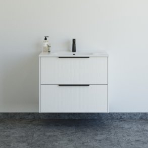 Dansani Mido+ Classic mbelst 81 cm, stribet hvid mat m/ Amber vask