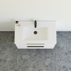 Dansani Mido+ Classic mbelst 81 cm, stribet hvid mat m/ Amber vask