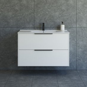 Dansani Mido+ Classic mbelst 101 cm, stribet hvid mat m/ Amber vask