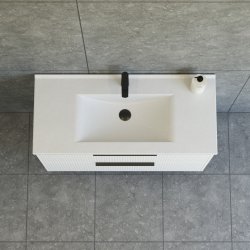 Dansani Mido+ Classic mbelst 101 cm, stribet hvid mat m/ Amber vask