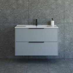 Dansani Mido+ Classic mbelst 101 cm, stribet lysebl mat m/ Amber vask