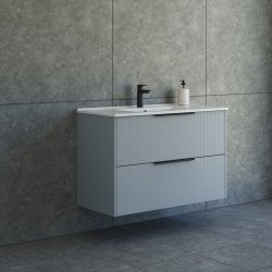 Dansani Mido+ Classic mbelst 101 cm, stribet lysebl mat m/ Amber vask