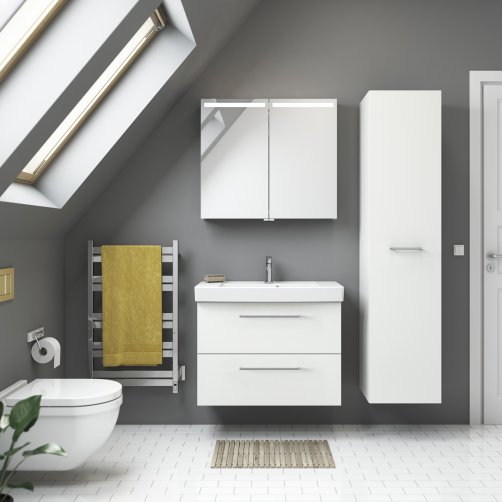 Dansani Mido+ Top spejlskab 80 cm - Hvid mat